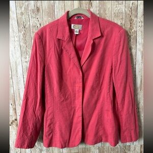 Vintage Talbots 12 coral linen stretch blazer classic preppy Nantucket red